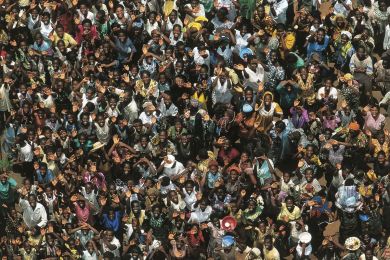 Crowd in Abengourou, Ivory Coast